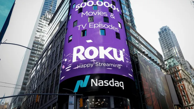 A video sign displays the logo for Roku.jpg